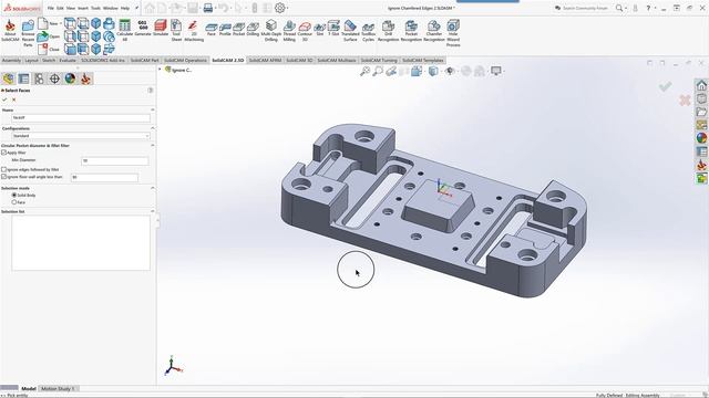 What's New SolidCAM 2019 - Ignore Angled Edges in Chamfer Recognition смотреть онлайн