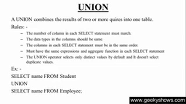 135. UNION in SQL (Hindi) смотреть онлайн