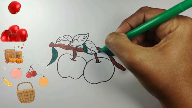 Apple Fruit Drawing and Coloring for Children || easy drawing ideas || How to draw || step by step смотреть онлайн
