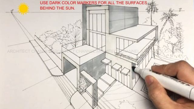 HOW TO DRAW 2 POINT PERSPECTIVE OF A BIRDS EYE VIEW. смотреть онлайн