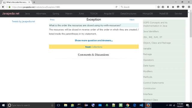 What is the order the resources are closed using try-with-resources?
| javapedia.net смотреть онлайн