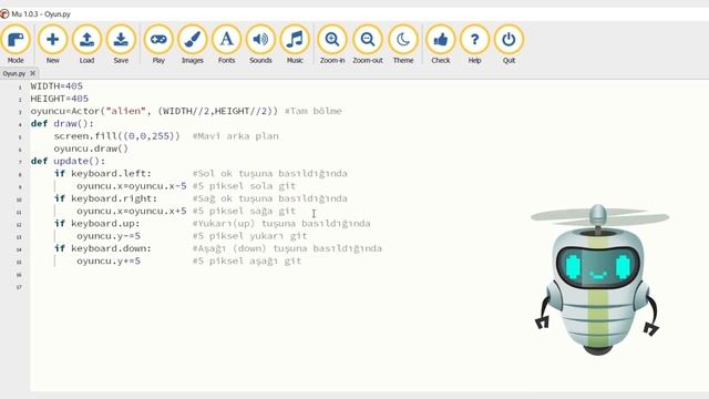 4. PyGame Zero | Oyun Karakterini Klavye Tuşları ile Hareket Ettirme смотреть онлайн