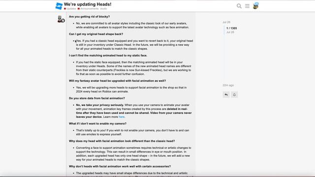 ROBLOX Responds to Dynamic Head FIASCO смотреть онлайн