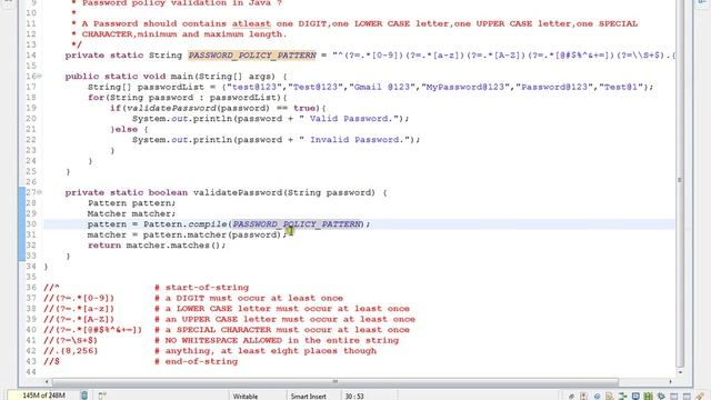 PASSWORD POLICY VALIDATION REGEX USING JAVA смотреть онлайн