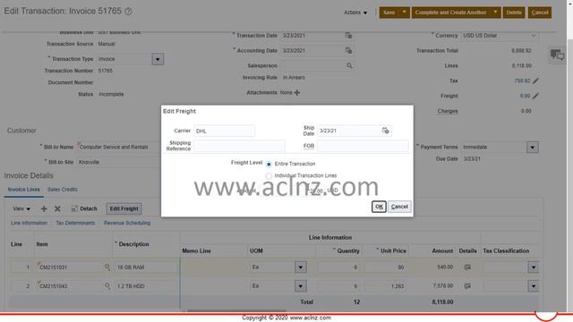 How to add Freight at the Invoice Header and Lines in Oracle Fusion Receivables Cloud? (on Rel 21A) смотреть онлайн