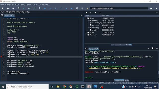 Python OpenCV - Webcam, Kamera, Resim Video dosyasından görüntüleri almak - Görüntü İşlemleri смотреть онлайн