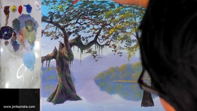 Acrylic Landscape Painting Tutorial / Trees In River / JMLisondra
