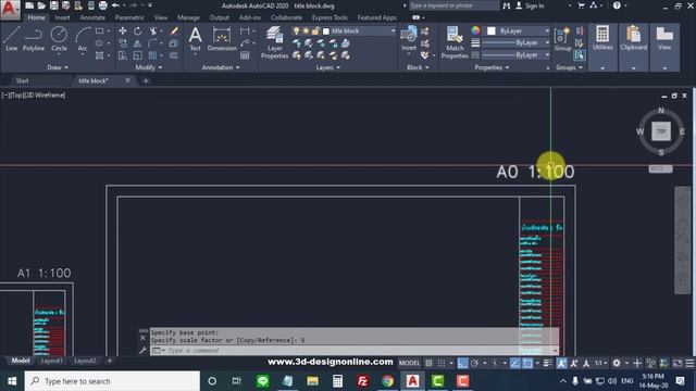 การสร้างกรอบกระดาษขนาด A4 – A0 มาตราส่วน 1 : 1 ถึง 1 : 2000 ในหน่วยเมตรในโปรแกรม Autocad смотреть онлайн