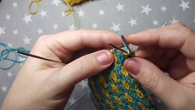 Ленивый Жаккард. Сетка. Узор для кругового вязания.