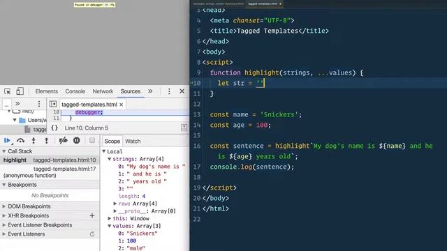 [ES6 ] Template Strings - Tagged Template Literals смотреть онлайн