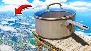 СБРОСИЛ ГИГАНТСКУЮ КАСТРЮЛЮ С ОБРЫВА  ГТА 5 МОДЫ МУРКА