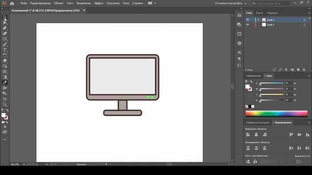 Рисуем иконку ПК / Draw a PC icon / Speedpaint Adobe Illustrator смотреть онлайн