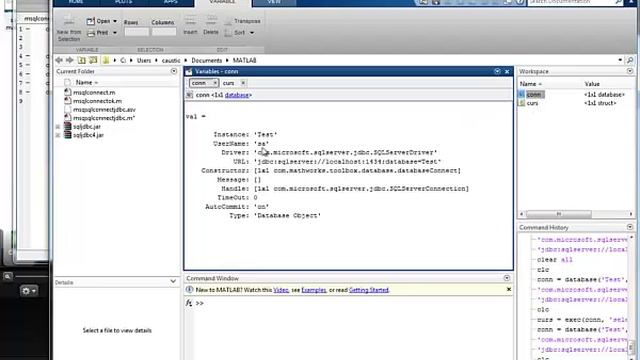 Demo of Matlab 2012 and SQL Server 2012 connection via Java JDBC смотреть онлайн