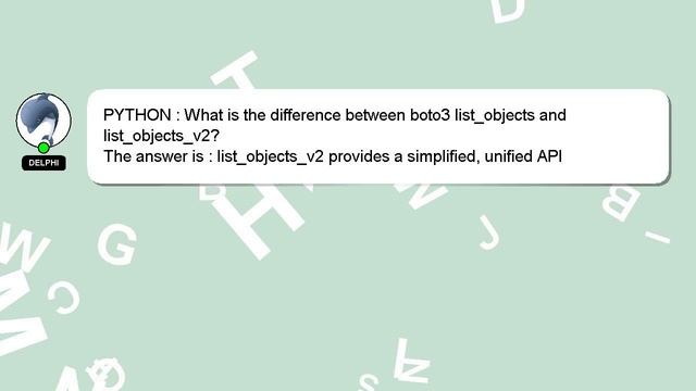 PYTHON : What is the difference between boto3 list_objects and list_objects_v2? смотреть онлайн