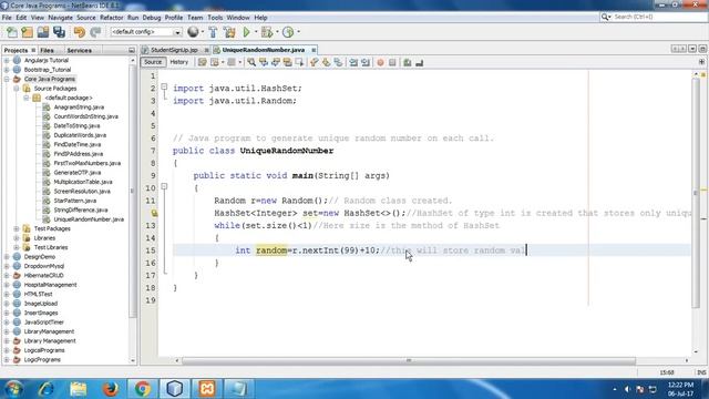 Java program to generate unique random number on each call смотреть онлайн