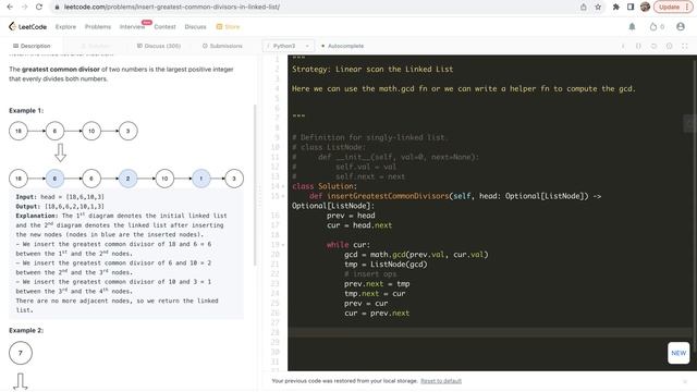 leetcode 2807. Insert Greatest Common Divisors in Linked List - Euclidean Division смотреть онлайн