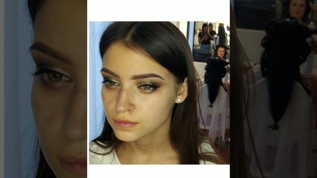 Вечерний макияж в зелёных оттенках. Вечерний макияж. Макияж с пигментом. смотреть онлайн