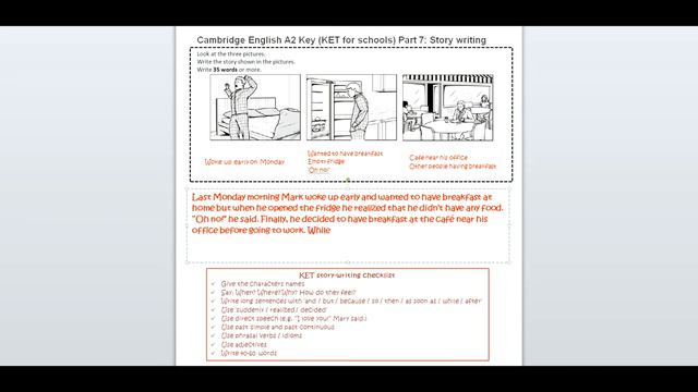 How to write a story for Cambridge English A2 KET for schools exam - Morning routine смотреть онлайн