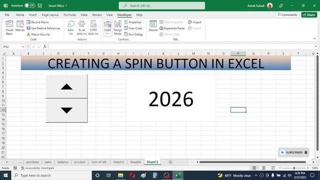 How to Create a Spin Button in Excel | Link Cell to Button and Change Values in Excel смотреть онлайн