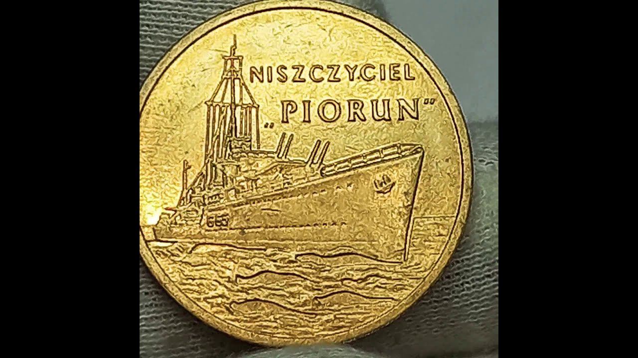 Сколько стоит монета 2 злотых 2012 года. Ракетный эсминец Перун. Польша.