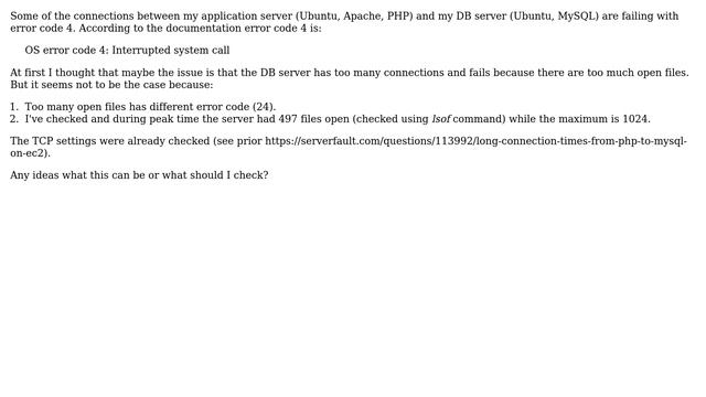 Issue with aborted MySQL connections (error code: 4) смотреть онлайн