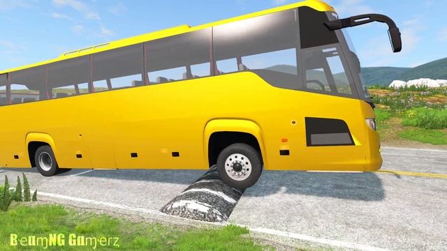 Long Bus, Passenger Bus, School Bus, Police Bus vs Massive Speed Bumps - BeamNG Drive Gamerz смотреть онлайн