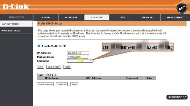 D-Link DIR-650IN Static IP Reservation Settings (Give Permanent IP Address) смотреть онлайн