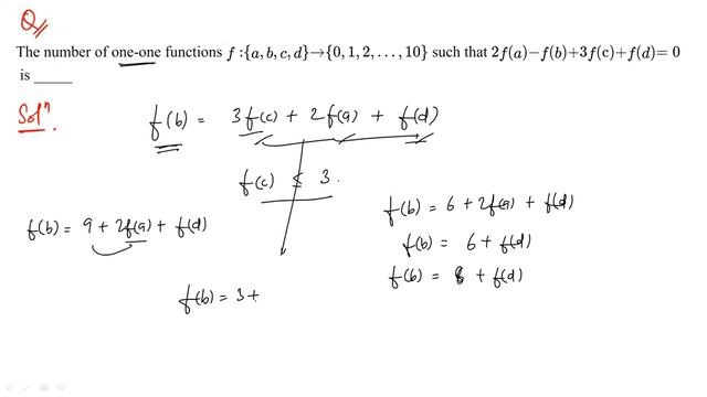 The number of one-one function f:{a, b, c, d}→{0, 1, 2,..,10} such that 2f(a)-f(b) + 3f(c) + f(d)= смотреть онлайн