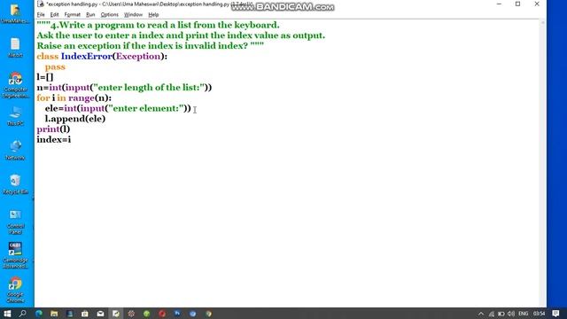 Ask the user to enter a index and print the indexvalue as output.Raise an excif the index is invali смотреть онлайн