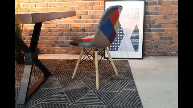 Eames Style Patchwork Fabric Side Chair смотреть онлайн