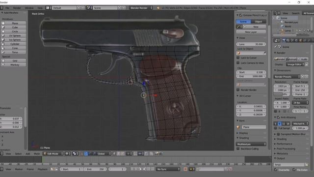 Создание 3D модели ПМ в Blender 2.79 смотреть онлайн