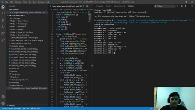 Demo Run Program Python Input Data Mahasiswa смотреть онлайн