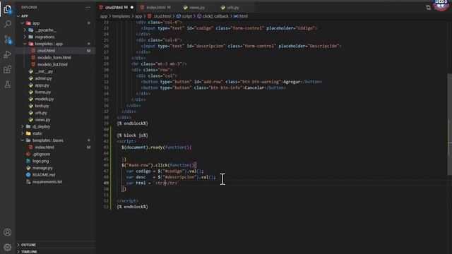 10 Ingresando Registros ? CRUD - Tabla HTML a PostgreSQL con Django (Python ?) y jQuery ? смотреть онлайн