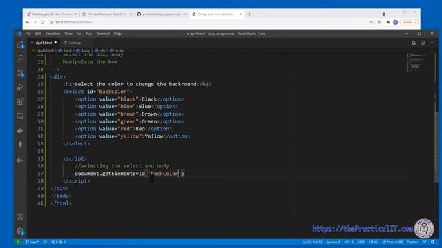 Change Background Color of Page From Drop down Selection - Java Script HTML CSS Practice Example смотреть онлайн