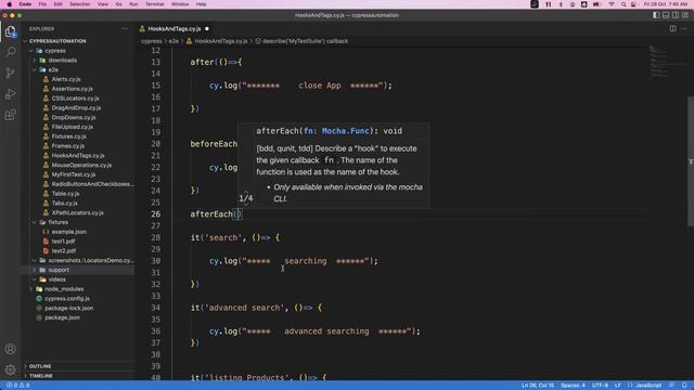 Part 15: Cypress E2E Web Automation | Hooks & Tags смотреть онлайн