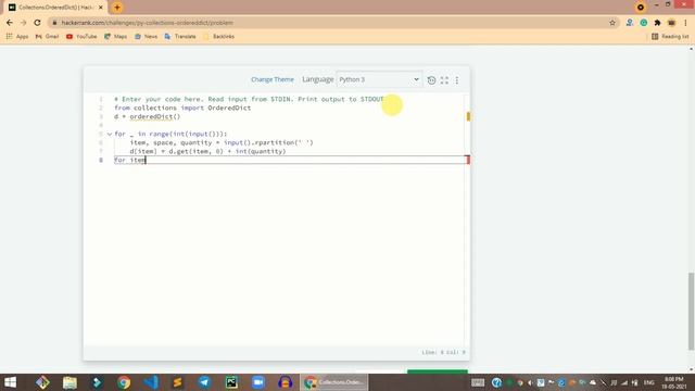 HackerRank Collections.OrderedDict() problem solution in Python | Python problems solutions смотреть онлайн
