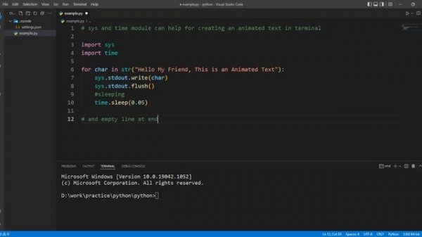 Python create animated text in terminal