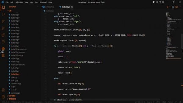 Snake Game Code in Python Turtle Import Graphics