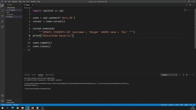Python Sqlite3 - Tablodaki Verileri Güncelleme смотреть онлайн
