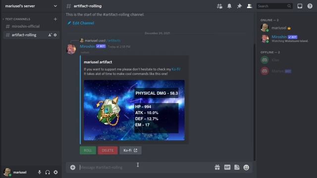 Genshin Impact discord bot - artifact rolling смотреть онлайн