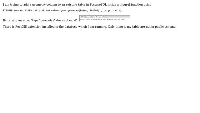 GIS: Type geometry does not exist PostGIS смотреть онлайн