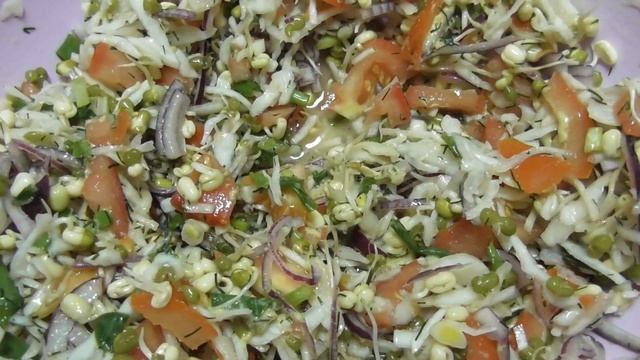 Витаминный салат с пророщенными ростками. смотреть онлайн