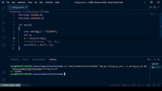 Converting a string to an integer | C смотреть онлайн