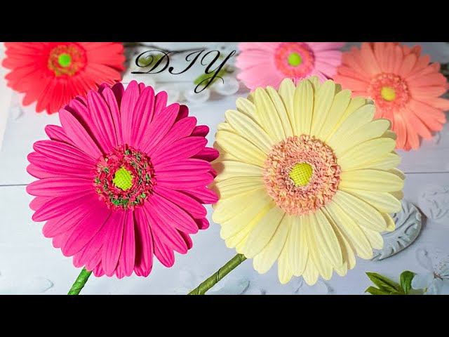 Цветы из фоамирана Гербера Как сделать своими руками / Diy Foam Paper Flowers / Flores De Goma Eva