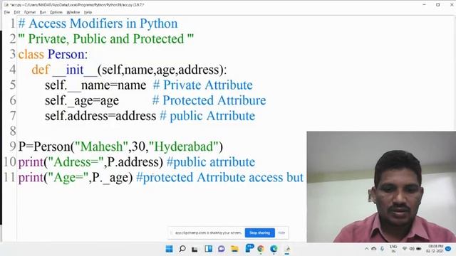 ACCESS MODIFIERS IN PYTHON | PRIVATE PUBLIC PROTECTED IN PYTHON смотреть онлайн