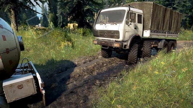 Ford CLT 9000 преодолевает затопленный участок дороги ( SnowRunner ) смотреть онлайн