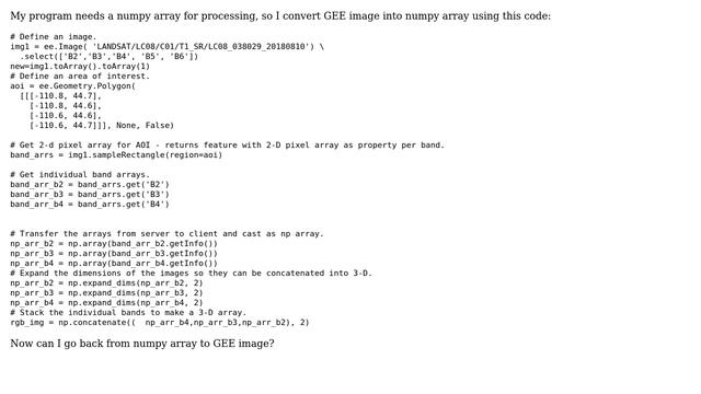 GIS: Conversion of numpy array to GEE image смотреть онлайн
