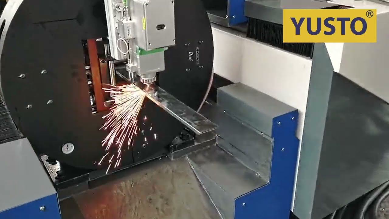 Лазерная резка трубы профильной квадратной на лазерном станке источник Raycus и автофокус RAYTOOLS смотреть онлайн