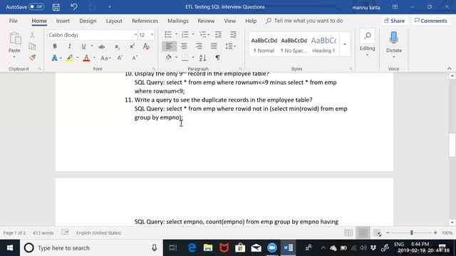 ETL testing SQL interview questions and answers part1 смотреть онлайн