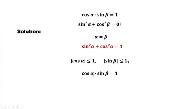 sin^2 (alpha) + cos^2 (beta) = 0? | Olympiad Math смотреть онлайн